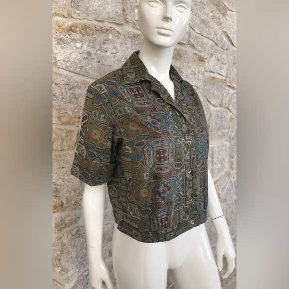 Vintage 1950s 1960s Mojud Short Sleeve Blouse Tiki Vibe - Picture 11 of 16